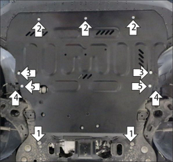 Защита картера двигателя, КПП. 1,5 мм, Сталь. для Geely Monjaro 2022-н.в., Motodor.54206