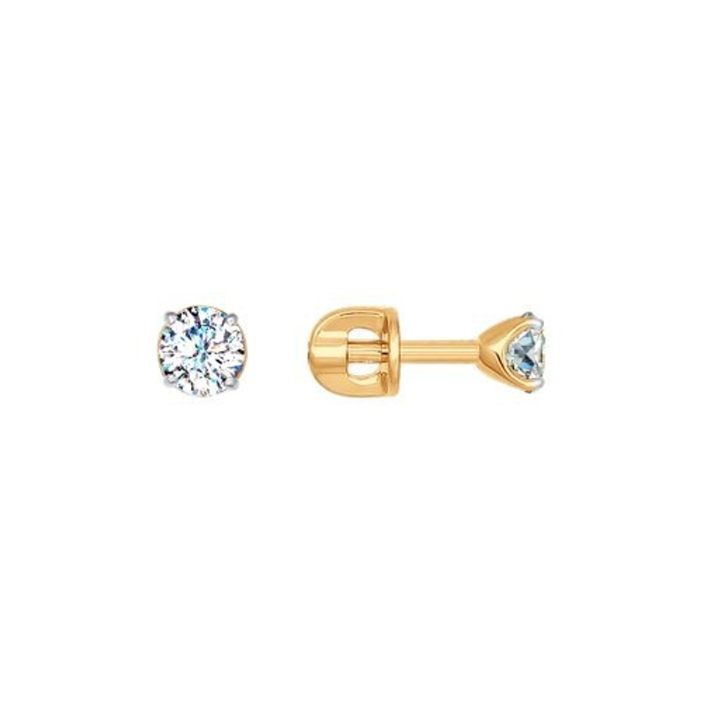 Серьги из золота 585 пробы с 2 Swarovski Zirconia
