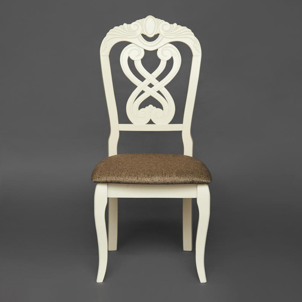 Стул -Андромеда/ Andromeda дерево гевея, 47х55,5х107 см, Ivory white, ткань коричневая S168-7 (Комплект из 2 шт.)