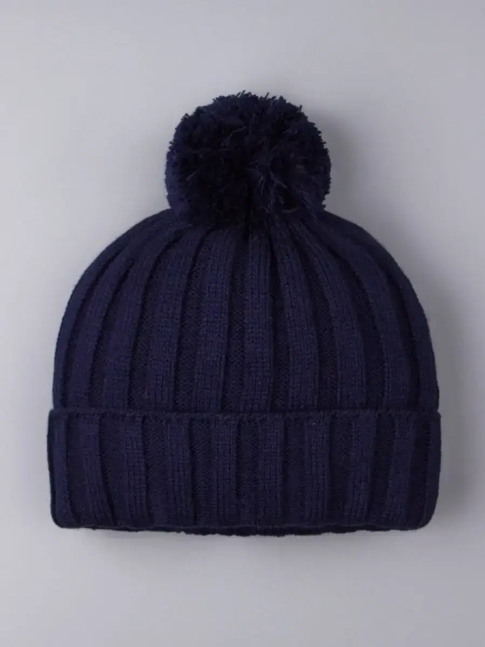 Шапка детская вязаная осенняя с помпоном