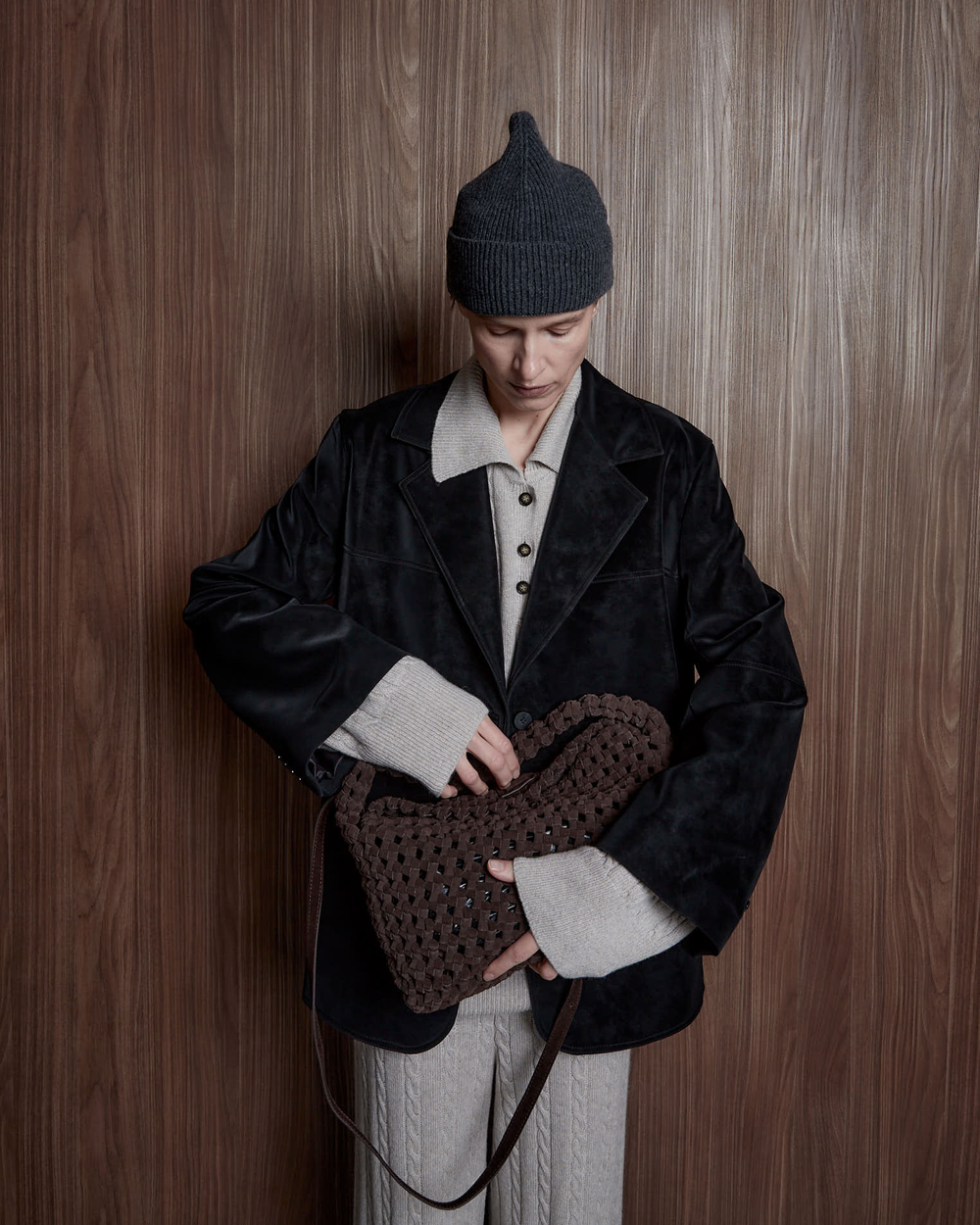 Шапка из смесового кашемира темно-серый