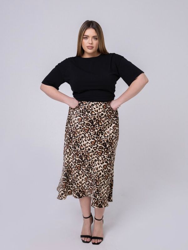 Юбка миди из вискозы, леопардовый принт