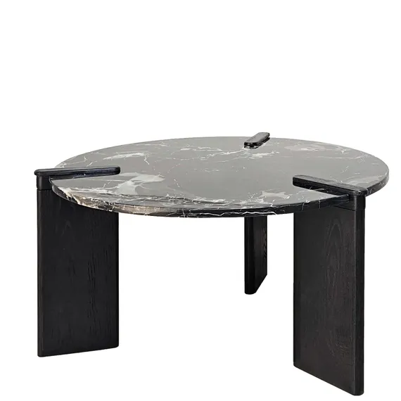 Журнальный столик SC133B, Ø80х42 см, черный мрамор