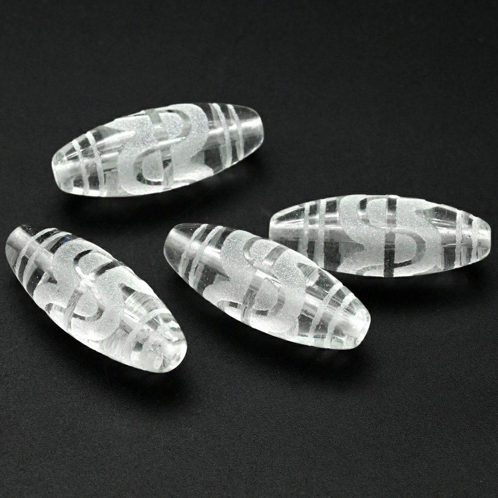 дзигх-вс Бусина ДЗИ из горного хрусталя "Волны судьбы" 30*10мм, шт