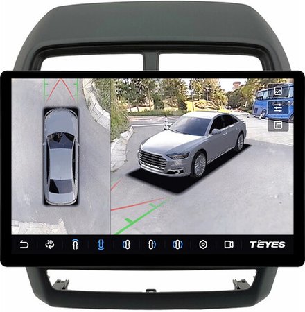 Магнитола для Mitsubishi ASX 2017+ (рамка 9) - Teyes CC3-2K-360 монитор 13" 2K QLED на Android 10, 6Гб+128Гб, CarPlay, 4G SIM-слот, 4 камеры в комплекте