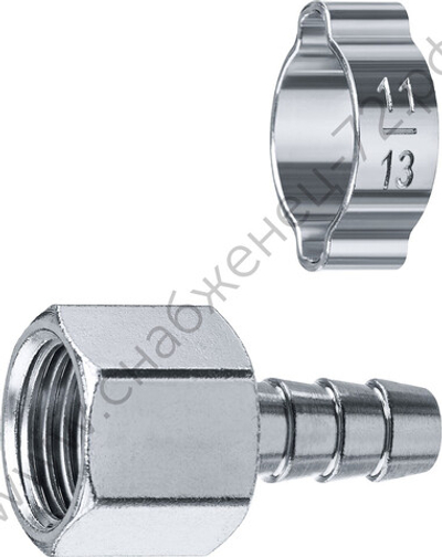 ЗУБР штуцер ″елочка″, 8 мм - 1/4″F, переходник с обжимным хомутом, Профессионал (64923-1/4-08)