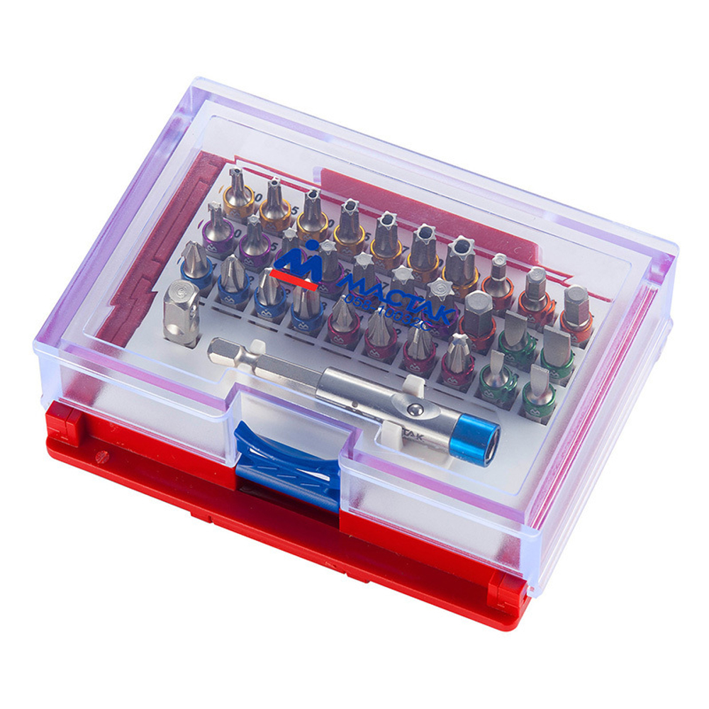 Набор вставок (бит) 1/4&quot;, TORX, HEX, Pozidriv, Phillips, Slotted, 32 предмета МАСТАК 058-10032C