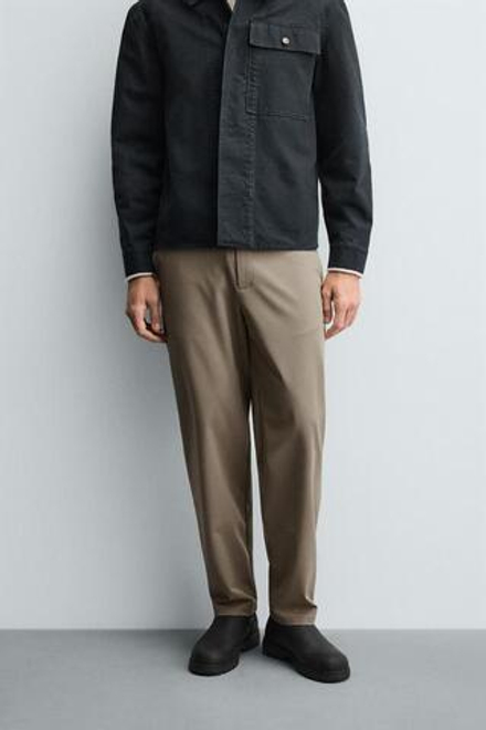 ZARA БРЮКИ ИЗ РЕЛЬЕФНОЙ ТКАНИ КОМФОРТНОГО КРОЯ, РЫЖЕВАТО-КОРИЧНЕВЫЙ