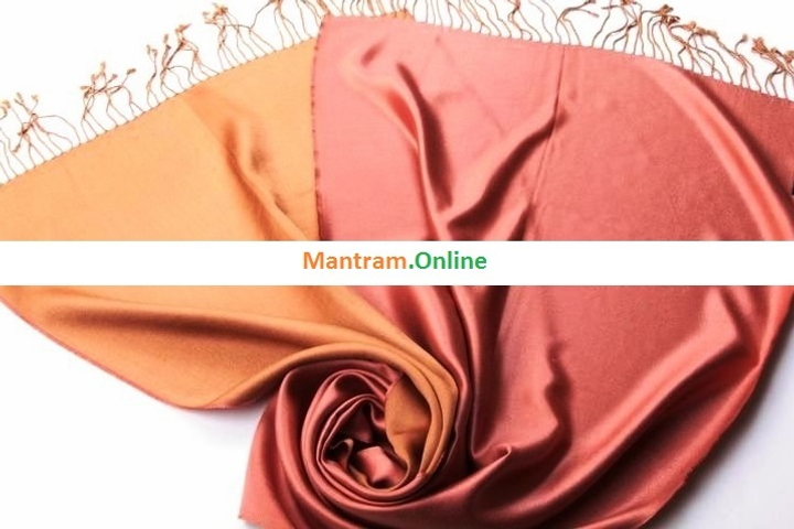 Палантин материал Шелк 100% двухсторонний однотонный цвет золотисто-бежевый темно-персиковый 50x180см