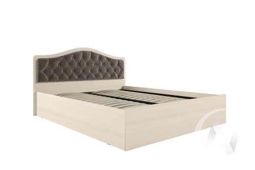 Кровать "Дели 1;6" с осн. ортопед. на опорах (Дуб молочный/Велюр шоколад)