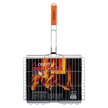 Решетка для гриля глубокая 38х30х6 см. из хромированной стали СКАУТ СК-0705 с деревянными ручками