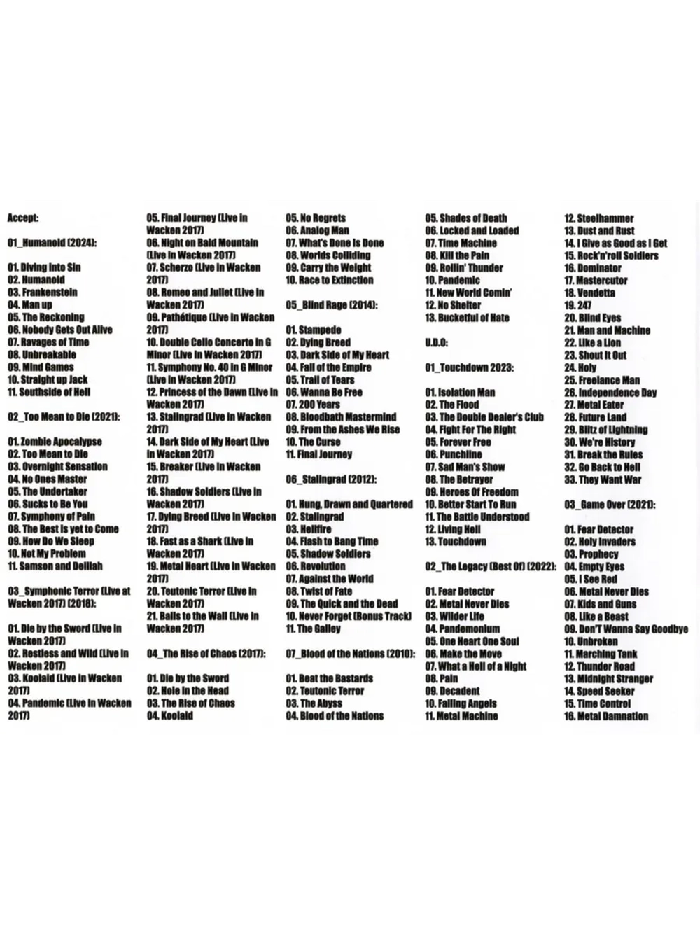 Accept + U.D.O (MP3 Флешка)