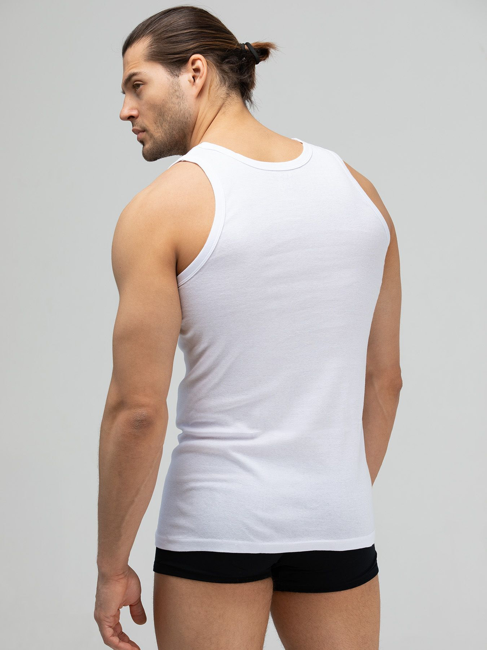 Уютная мужская майка в мелкий рубчик (Размер: S) (Цвет: белый)