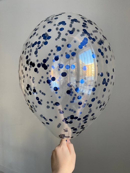 Воздушный шар с наполнением конфетти круг темно-синий ПАЛИТРА №4436