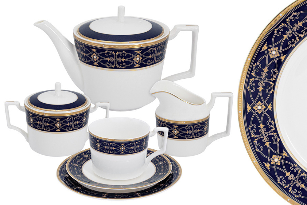 Чайный сервиз 21 предмет на 6 персон Anna Lafarg Emily Офелия кобальт