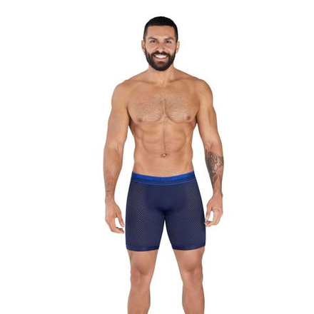 Мужские трусы боксеры удлиненные темно-синие в сетку Clever PROCESS LONG BOXER 036508