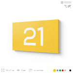 Табличка с номером 21 на дверь квартиры, для офиса, кабинета, аудитории, склада, желтая 120х70 мм, Айдентика Технолоджи