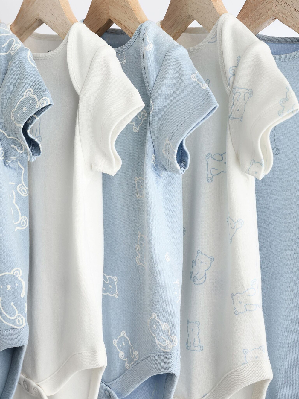 Боди с коротким рукавом для малышей Next N27-279, 5 шт., Молочный, Голубой