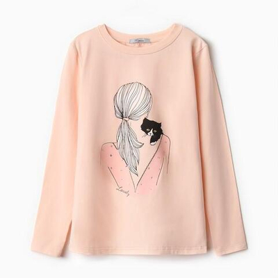 Лонгслив для девочек А.16-126-1. персик, р. 140 9883937