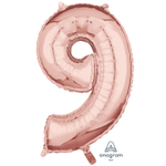 Шар фольгированный Цифра 9 66 см (Розовое Золото)
