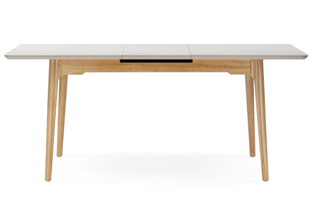 Керамический стол Woodville Halmar 140(180)x80 белый спеченный камень, светлое дерево