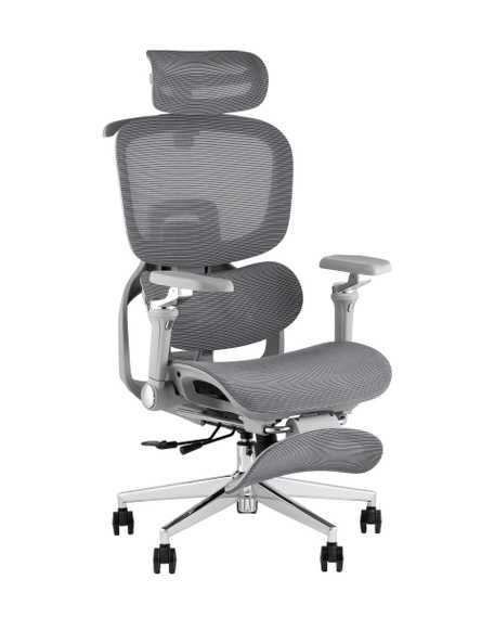Кресло офисное TopChairs Prodigy с оттоманкой серый