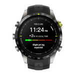 Спортивные часы Garmin MARQ Athlete (Gen 2), чёрный силиконовый ремешок Безель и корпус из титана, AMOLED-дисплей с куполообразным сапфировым стеклом. Ремешок с классической застёжкой — на запястье обхватом 135–213 мм