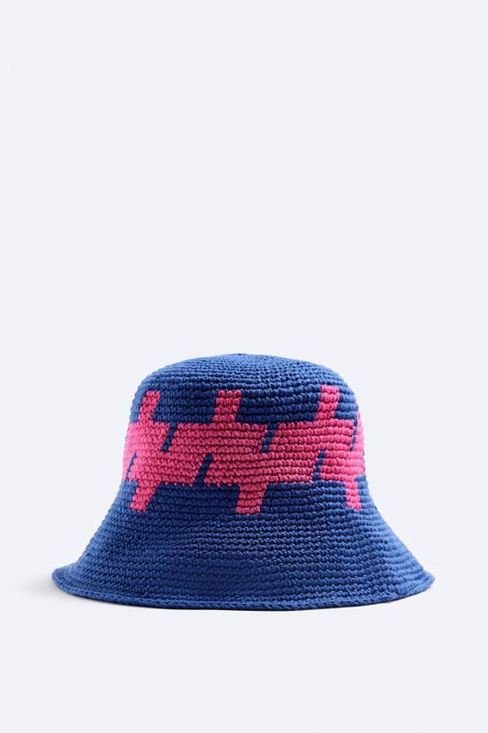 ZARA КОМБИНИРОВАННАЯ ШЛЯПА ИЗ КРУЖЕВА КРОШЕ, СИНИЙ