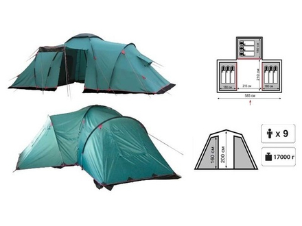 Палатка TRAMP Brest 9 +(V2), артикул TRT-84, цвет Зеленый