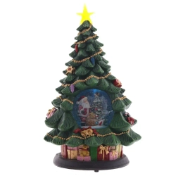 Фигур декор в стекл шаре "Елка и дед Мороз" (подсв, муз, вьюга, AAх3 н/п), D 10 см, L19,5 W19,5 H35