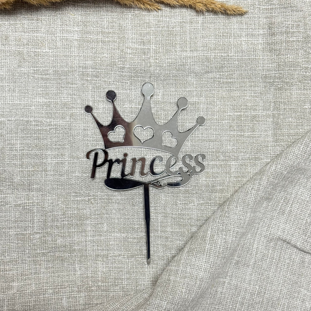 Свеча-топпер «Princess» в серебряном цвете