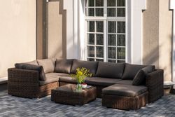 "Лунго" трансформирующаяся лаунж-зона из искусственного ротанга, цвет коричневый