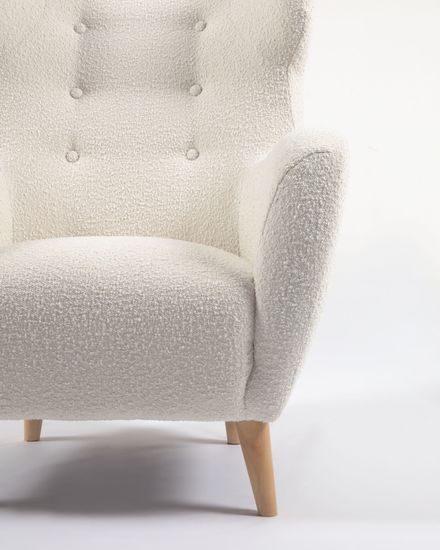 Patio Кресло из белого флиса с ножками из натурального каучука Испания