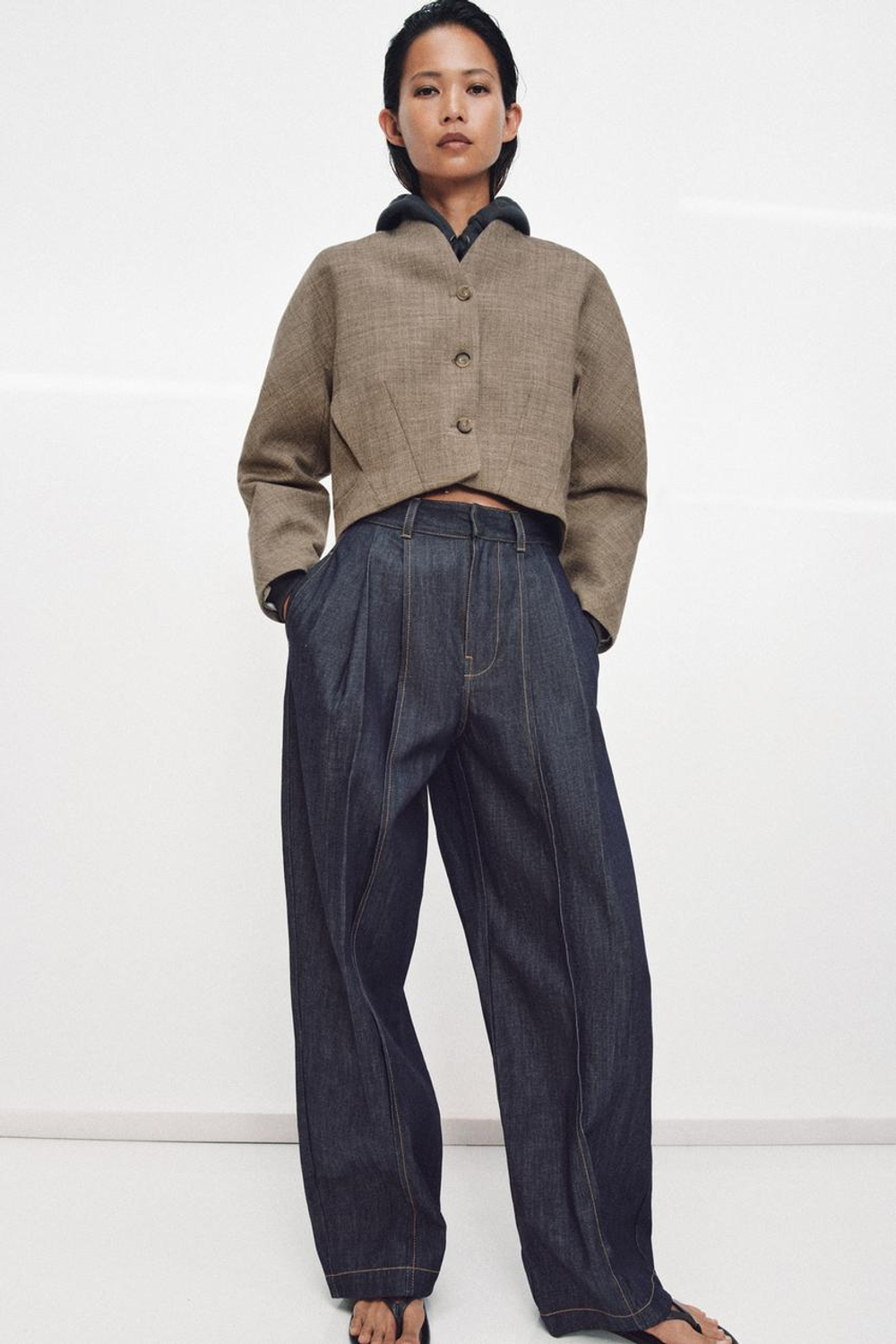 ZARA КОРОТКАЯ КУРТКА ИЗ ШЕРСТИ — ZW COLLECTION, РЫЖЕВАТО-КОРИЧНЕВЫЙ