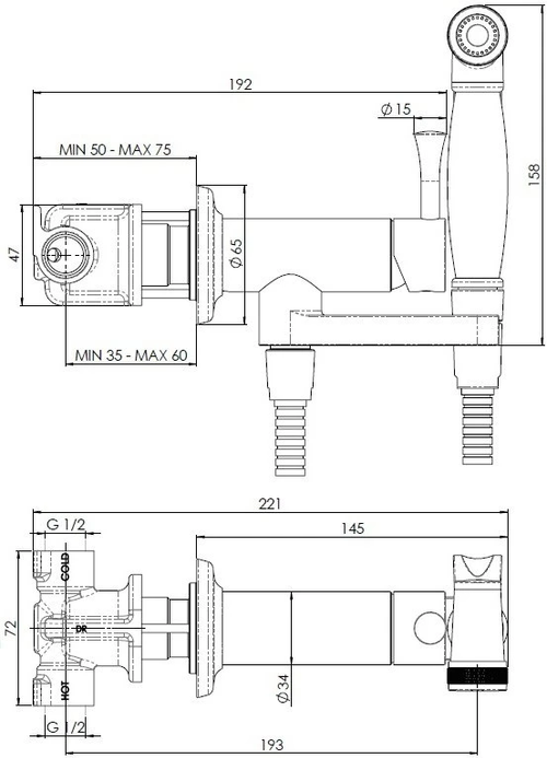 Гигиенический душ Nobili со смесителем