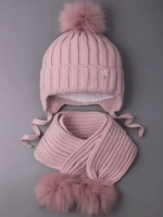 Шапка для девочки зимняя вязаная и шарф