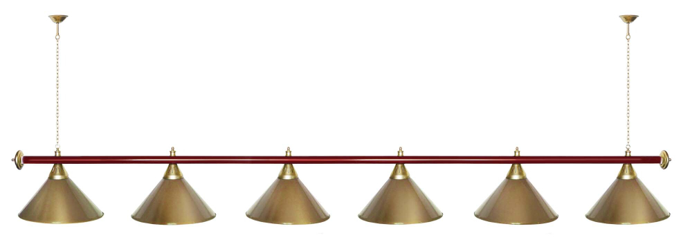 Лампа STARTBILLIARDS 6 пл. (плафоны зеленые,штанга золотая,фурнитура золото)