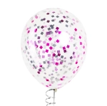 Латексный шар с мелким розовое ассорти конфетти, квадрат, 36 см