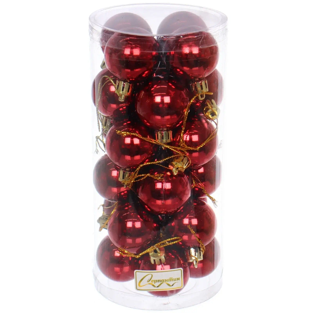 Новогодние шары 4 см (набор 24 шт) «Глянец», рубин