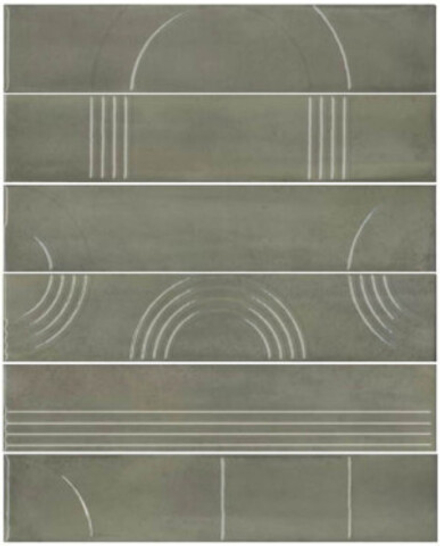 Панно Мажорель зелёный глянцевый (из 6 частей 6х28.5) (KMP3STA003RN6X)