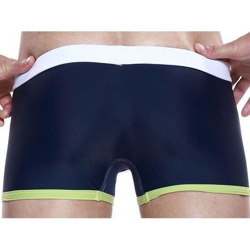 Мужские плавки боксеры белые с синим Seobean Surf Swim Boxers