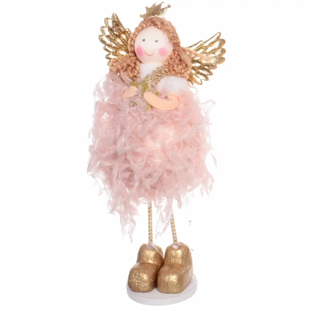 Фигурка новогодняя «Ангел с крыльями» 17 см, розовый