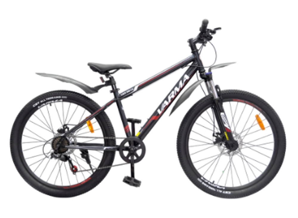 Велосипед 26" VARMA LEO H61D  р.15" 7ск.  черно-красный  ст. 2024