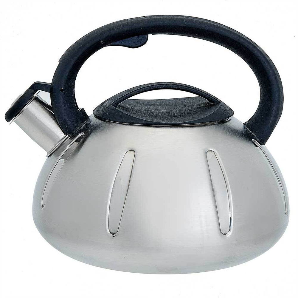 Чайник со свистком 3 л из нержавеющей стали, индукционное дно WEBBER BE-0569/1 сатин, черный