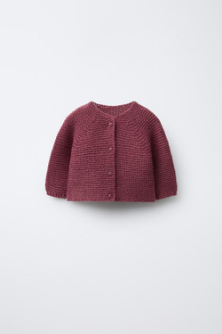 ZARA КАРДИГАН КРУПНОЙ ВЯЗКИ, МАЛИНОВЫЙ