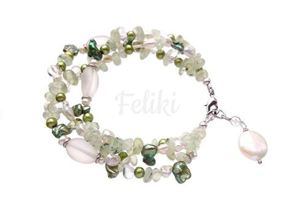 браслет с кварцем и жемчугом