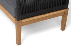 "Канны" диван 2-местный плетеный из роупа, основание дуб, роуп темно-серый круглый, ткань темно-серая 027