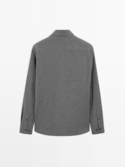 Massimo Dutti Меланжевая рубашка классического кроя с рельефным узором в клетку, маренго