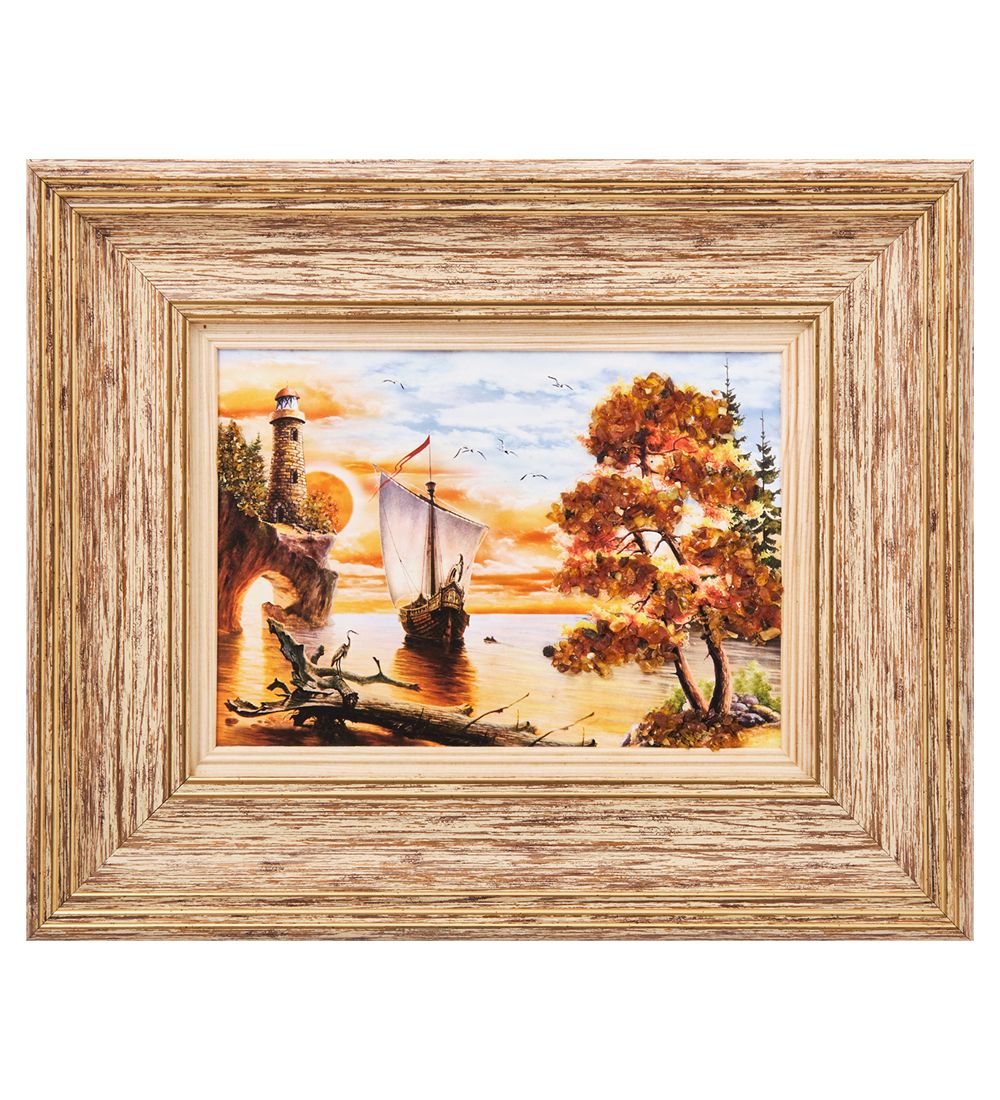 AMB-03/63 Картина «Красота природы» (с янтарной крошкой) H-32см