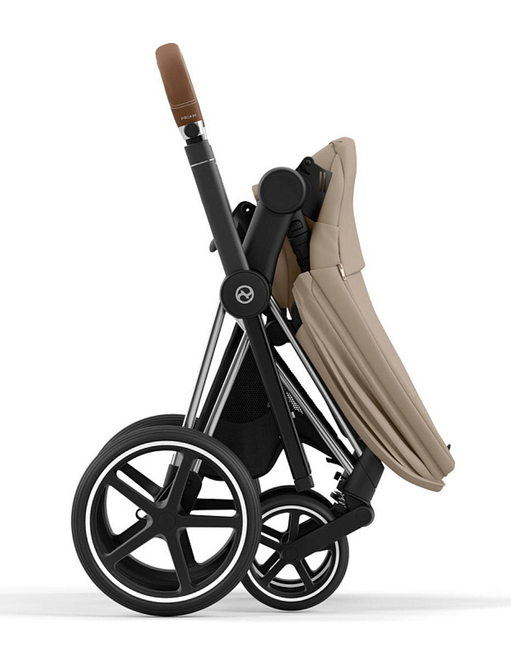 Коляска 3 в 1 Cybex Priam IV Chrome Brown complete и автокресло Aton S2 i-Size Ocean Blue Cozy Beige